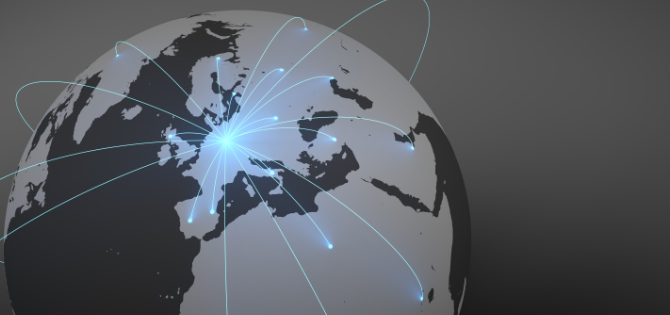 Weltkarte mit internationalen Lieferverbindungen